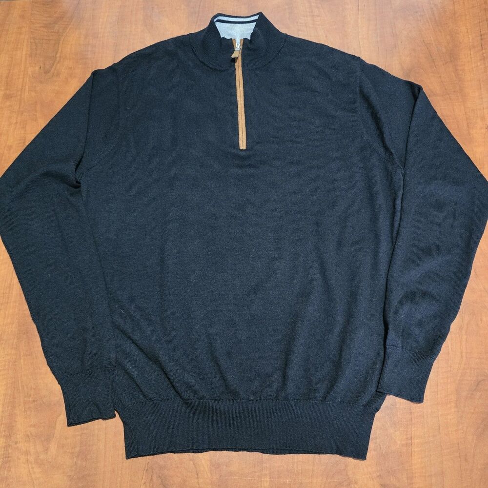 Peter Millar Mens Wool Silk Nylon Blend Long Sleeve 1/4 Zip Sweater M